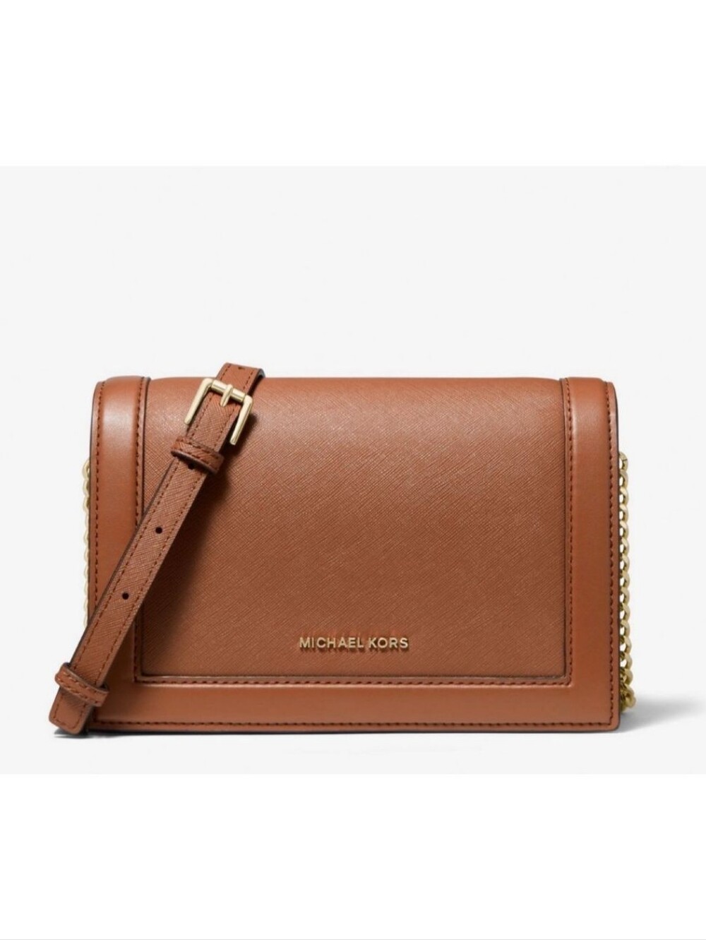 Michael Kors Jet Set Large Saffiano Leather Camel Crossbody Bag - Picture 8 of 16